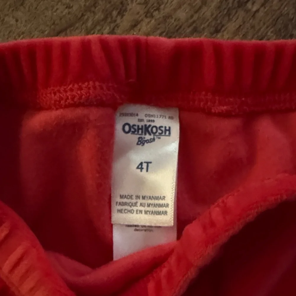 Red Kids Velour Leggings 4t